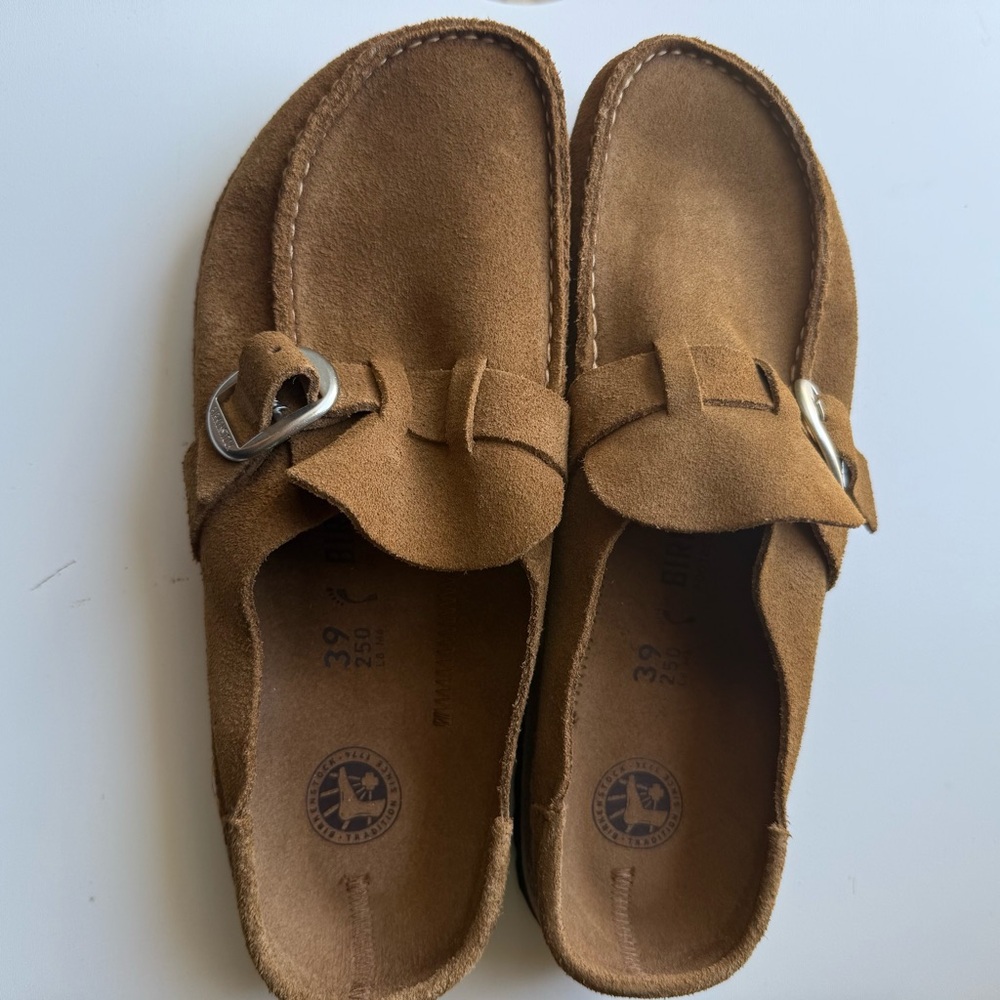 Birkenstock Brown Slippers with Suede Finish